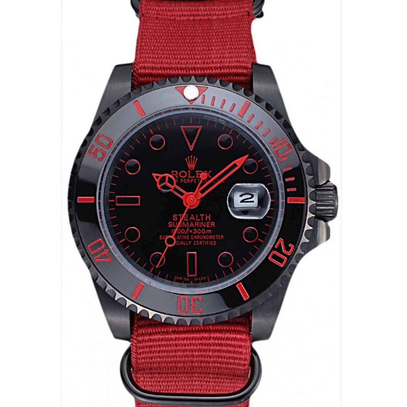Aaa replica watch Red Submariner Strap Nylon Rolex Stealth 622010 1028